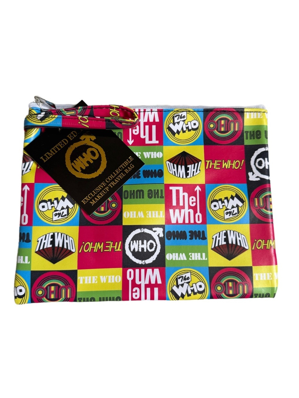 The who make up bag colorful patchwork laminated